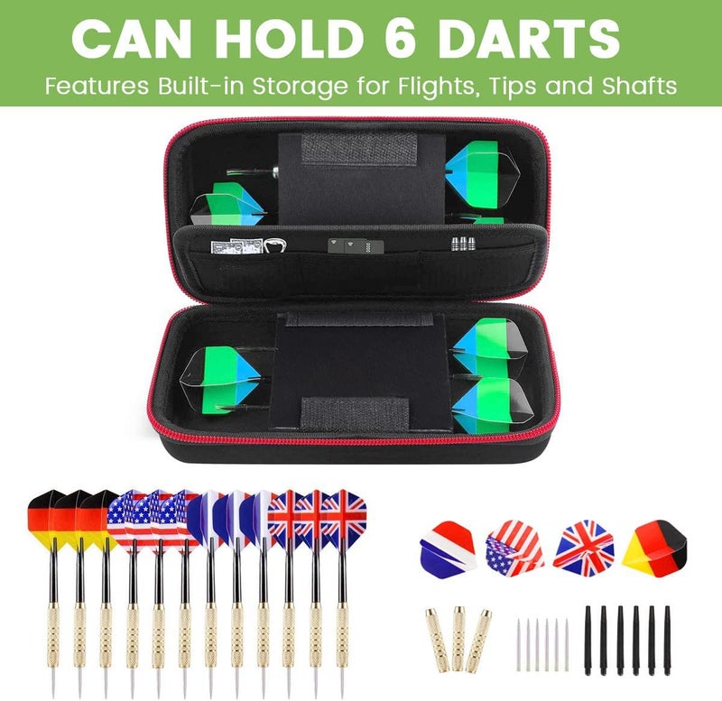 ALKOO Dart Case Holder Bag for 6 pcs Steel and Soft Tip Darts Set, Storage Organizer Holds 6 Darts and Tips, Shafts and Flights Accessories (Cases Only) (Red, Holds 6 darts) - Image 2